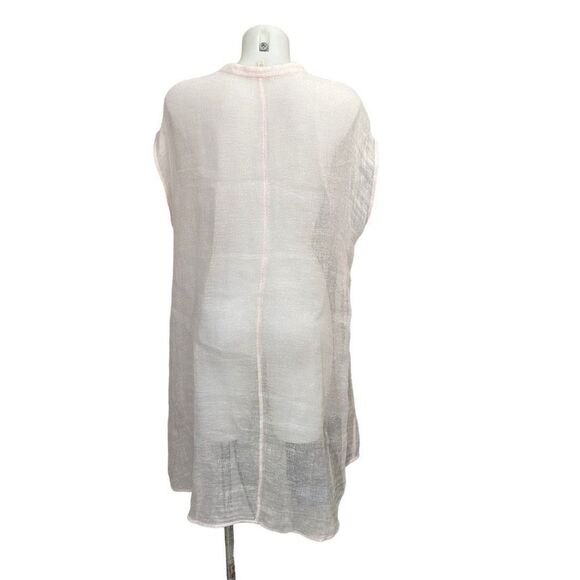 Eileen Fisher Shell Mandarin Sleeveless Button Up Mesh Cover Up Tunic Size L‎ - Picture 4 of 7